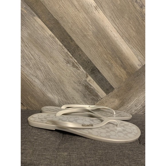 Coach Lyra Womens Size 10 B Jelly Sandals Flip Flops Silver/Gray Signature A0653 - Picture 1 of 8